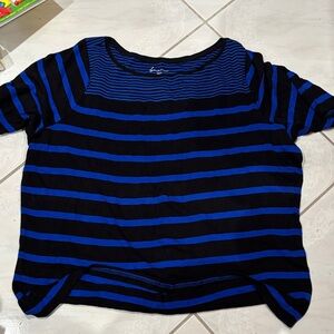 Lane Bryant Black and Blue Striped Top
